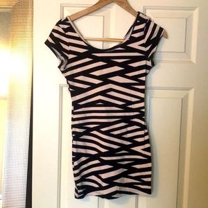 Black and nude bodycon dress